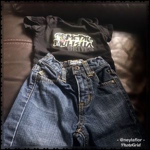 {DKNY} 6-12m Jeans Metal mulisha onesie 12m